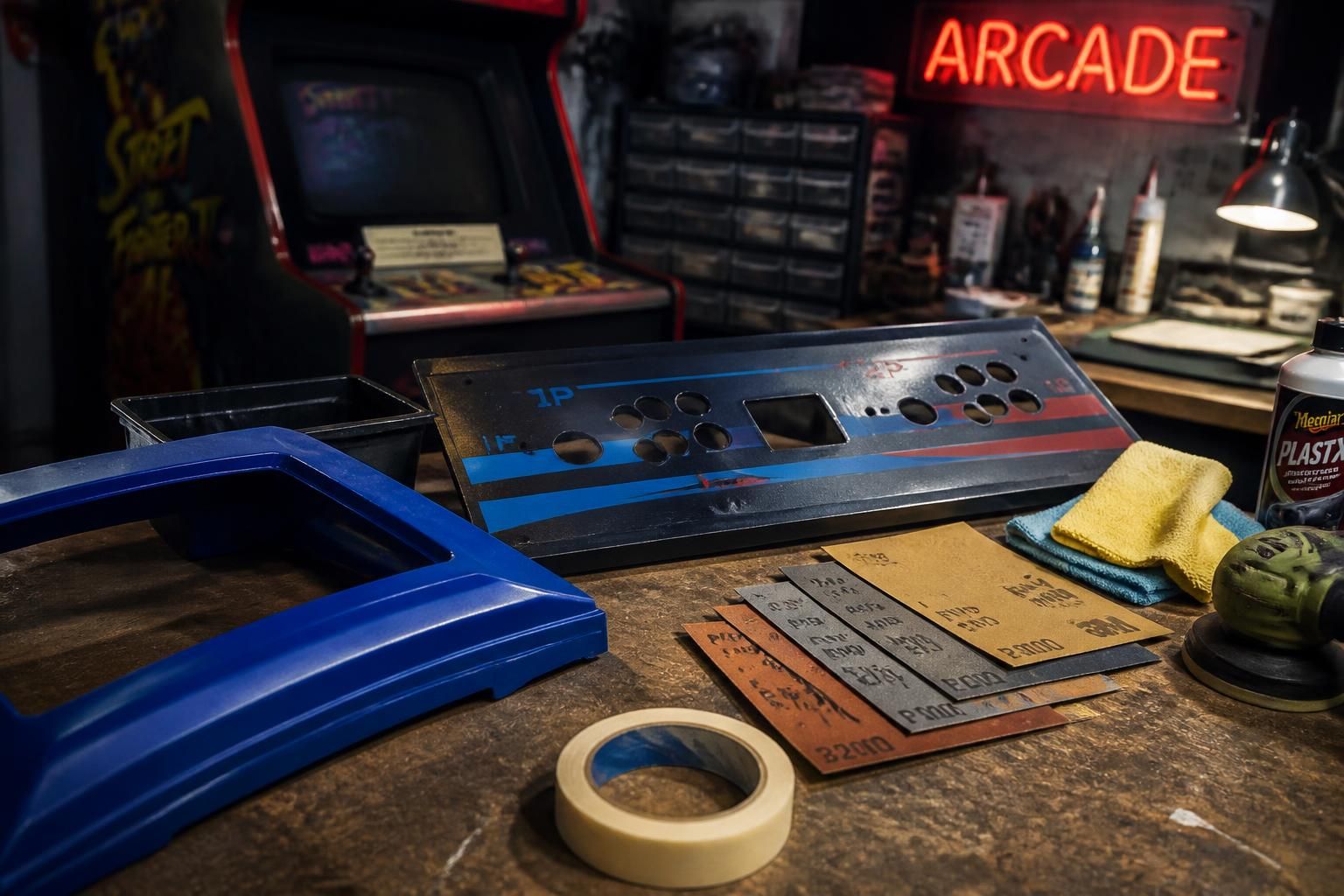 découvrez nos tutoriels détaillés pour peindre, poncer et polir le plastique et le métal de votre borne d'arcade et lui redonner son éclat d'origine.