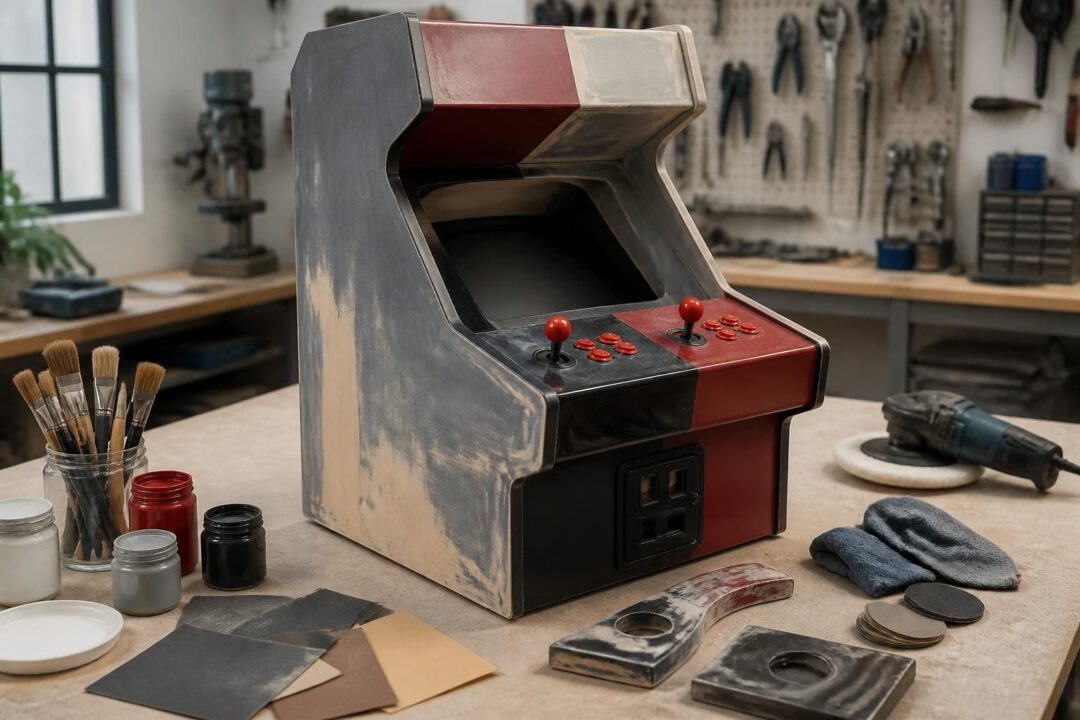 découvrez nos tutoriels pour peindre, poncer et polir le plastique et le métal d'une borne d'arcade, afin de restaurer votre machine à l'état neuf.